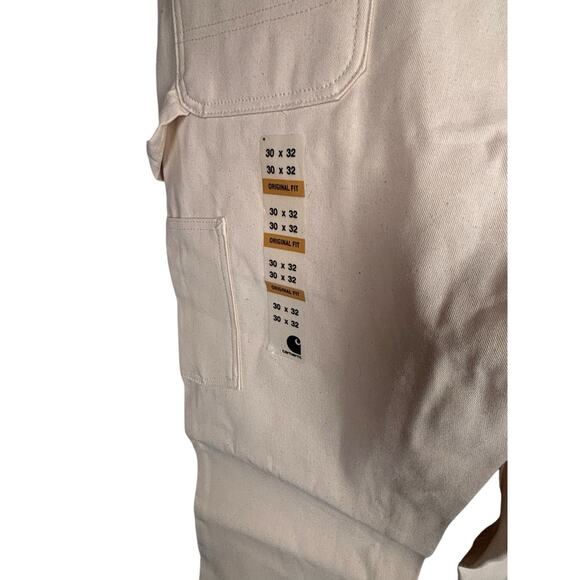 Rare Carhartt Men B04 Nat Drill Painter Dungaree Double Front Utility 30x32 NEW - Picture 4 of 6